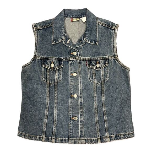 Vintage Levi’s Red Tab Made In USA Size Large MIS Denim Biker Vest - Picture 1 of 4